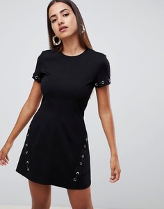 Платье мини с юбкой годе Versace Jeans - Черный