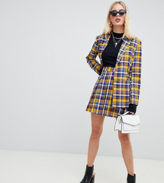 Мини-юбка в контрастную клетку с плиссировкой UNIQUE21 - Желтый