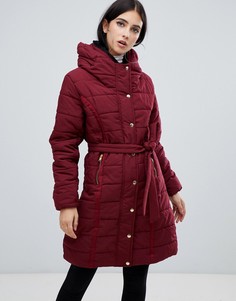 Дутая куртка с подкладкой из искусственного меха и поясом AX Paris - Фиолетовый