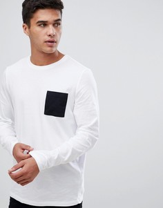 Белый лонгслив с контрастным карманом ASOS DESIGN - Белый