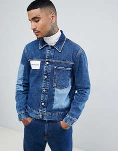 Джинсовая куртка с логотипом и вставками Calvin Klein Jeans - Синий