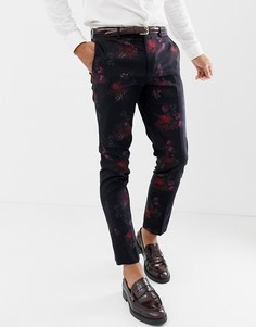 Темные брюки с цветочным принтом River Island - Мульти