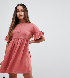 Свободное хлопковое платье с оборками ASOS DESIGN Petite - Розовый
