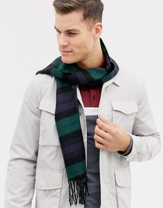 Черно-зеленый шарф в клетку Burton Menswear - Черный