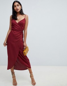 Платье макси на бретельках с запахом ASOS DESIGN - Красный