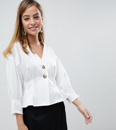 Блузка с поясом на резинке и пуговицами Vero Moda Petite - Белый