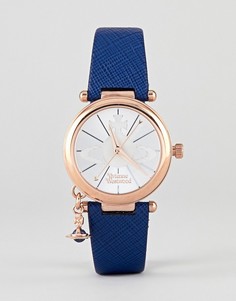 Vivienne Westwood VV006RSBL orb pop ladies silver dial blue leather strap watch - Синий