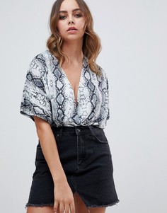 Боди с запахом и змеиным принтом ASOS DESIGN - Мульти