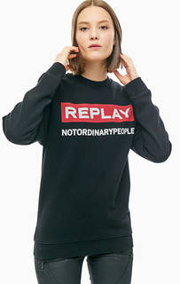 Свитшот из хлопка с логотипом бренда Replay