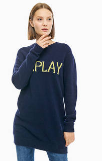 Шерстяное платье с логотипом бренда Replay