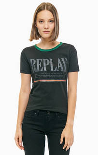 Футболка из хлопка с логотипом бренда Replay