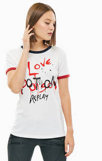 Хлопковая футболка с принтом Replay