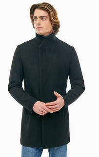 Полушерстяное пальто черного цвета Jack & Jones