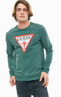 Зеленый хлопковый свитшот с принтом Guess