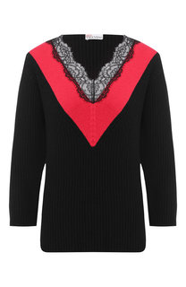 Шерстяной пуловер с кружевной отделкой REDVALENTINO