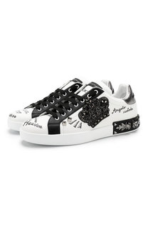 Кожаные кеды Portofino на шнуровке Dolce & Gabbana