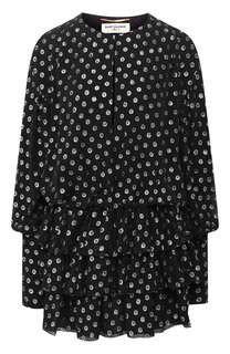 Шелковое мини-платье с оборками Saint Laurent