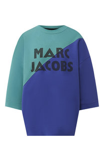 Хлопковый пуловер с укороченным рукавом и логотипом бренда Marc Jacobs