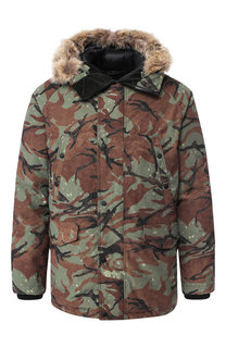 Пуховая парка на молнии с меховой отделкой капюшона Belstaff