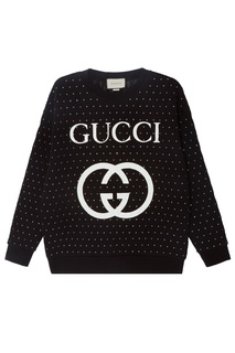 Свитшот со стразами и логотипом Gucci