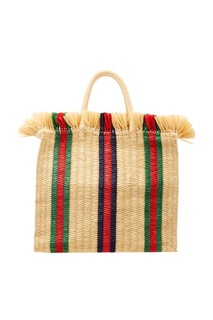 Бежевая сумка с плетеной отделкой Gucci