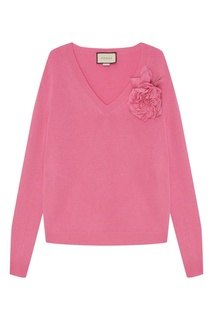 Розовый пуловер с цветком Gucci