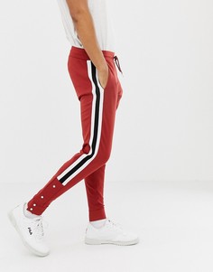 Красные джоггеры скинни в стиле ретро с полосками по бокам ASOS DESIGN - Красный