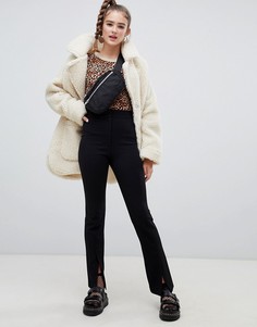 Черные брюки клеш с разрезами Monki - Черный