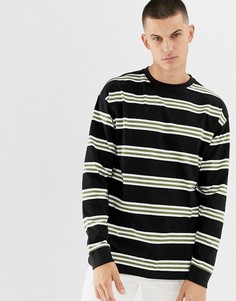 Черный oversize-лонгслив с полосками New Look - Черный