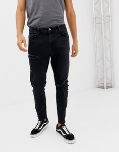 Черные выбеленные джинсы слим Bershka Join Life - Черный