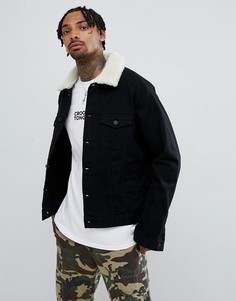 Черная джинсовая куртка с воротником из искусственного меха ASOS DESIGN - Черный