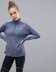 Синий топ с молнией Nike Running Element - Коричневый