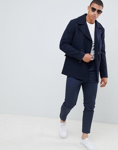 Пальто из переработанной шерсти Selected Homme - Темно-синий