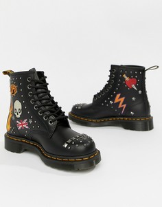 Черные кожаные ботильоны на плоской подошве Dr. Martens 1460 - Черный