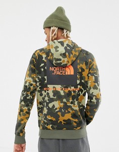 Худи с красным логотипом, рукавами реглан и принтом The North Face - Зеленый