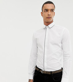 Белая приталенная рубашка с окантовкой металлик Twisted Tailor - Белый
