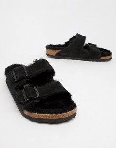 Черные сандалии с подкладкой из шерсти Birkenstock Arizona - Черный