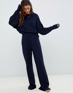Широкие премиум-брюки для дома в рубчик ASOS DESIGN - Темно-синий
