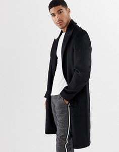 Черное пальто с добавлением шерсти ASOS DESIGN - Черный