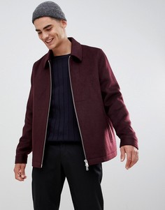 Бордовая куртка на молнии с добавлением шерсти ASOS DESIGN - Красный