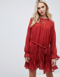 Ярусное свободное платье мини ASOS DESIGN - Красный