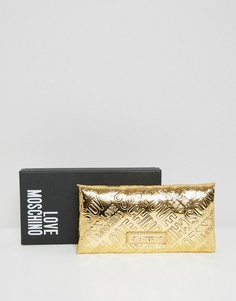 Блестящий кошелек с логотипом Love Moschino - Золотой