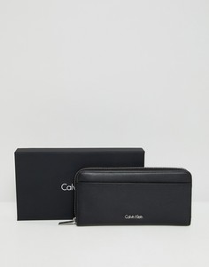 Кожаный кошелек на молнии Calvin Klein - Черный