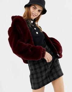 Искусственный полушубок-бомбер Pull&Bear - Красный