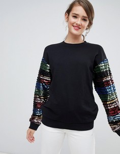Свитшот с пайетками на рукавах ASOS DESIGN - Черный