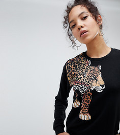 Свитшот с леопардовым принтом ASOS DESIGN Tall - Черный