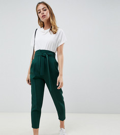 Суженные брюки с завышенной талией ASOS DESIGN Petite - Зеленый