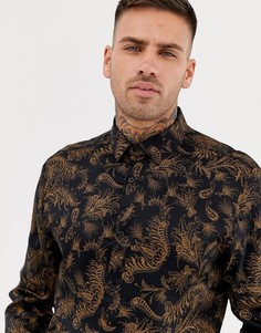 Коричневая зауженная рубашка с принтом River Island - Коричневый