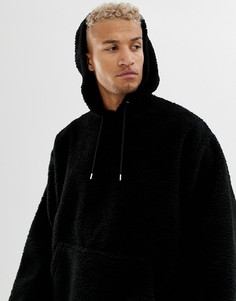 Oversize-худи с искусственным мехом ASOS DESIGN - Черный