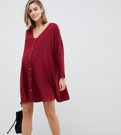 Платье-трапеция мини на пуговицах с цветочным принтом ASOS DESIGN Maternity - Красный